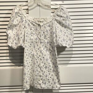 Oak + Fort Baby Doll Mini Dress Floral Puff Sleeve Cottagecore Women’s Small